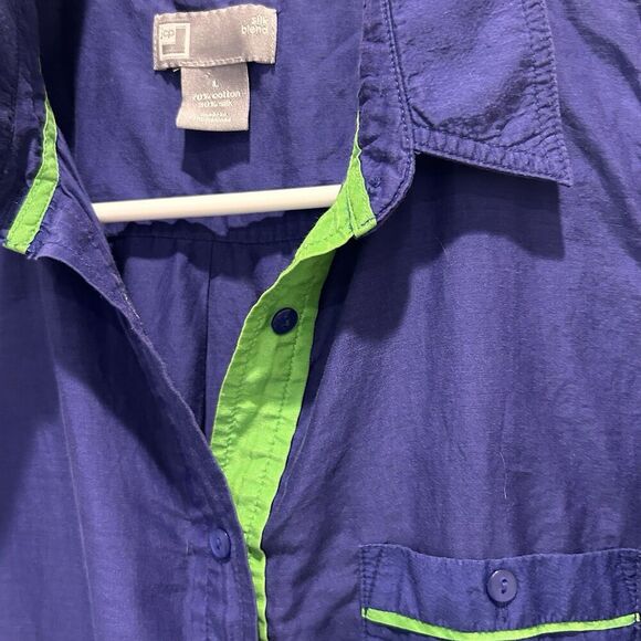 JCP Silk Blend Sleeveless Button-up Shirt Royal Blue Collared Women's Large - Picture 2 of 6